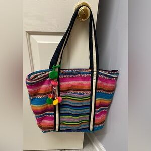 Colorful Striped BoHo Beach Tote Bag